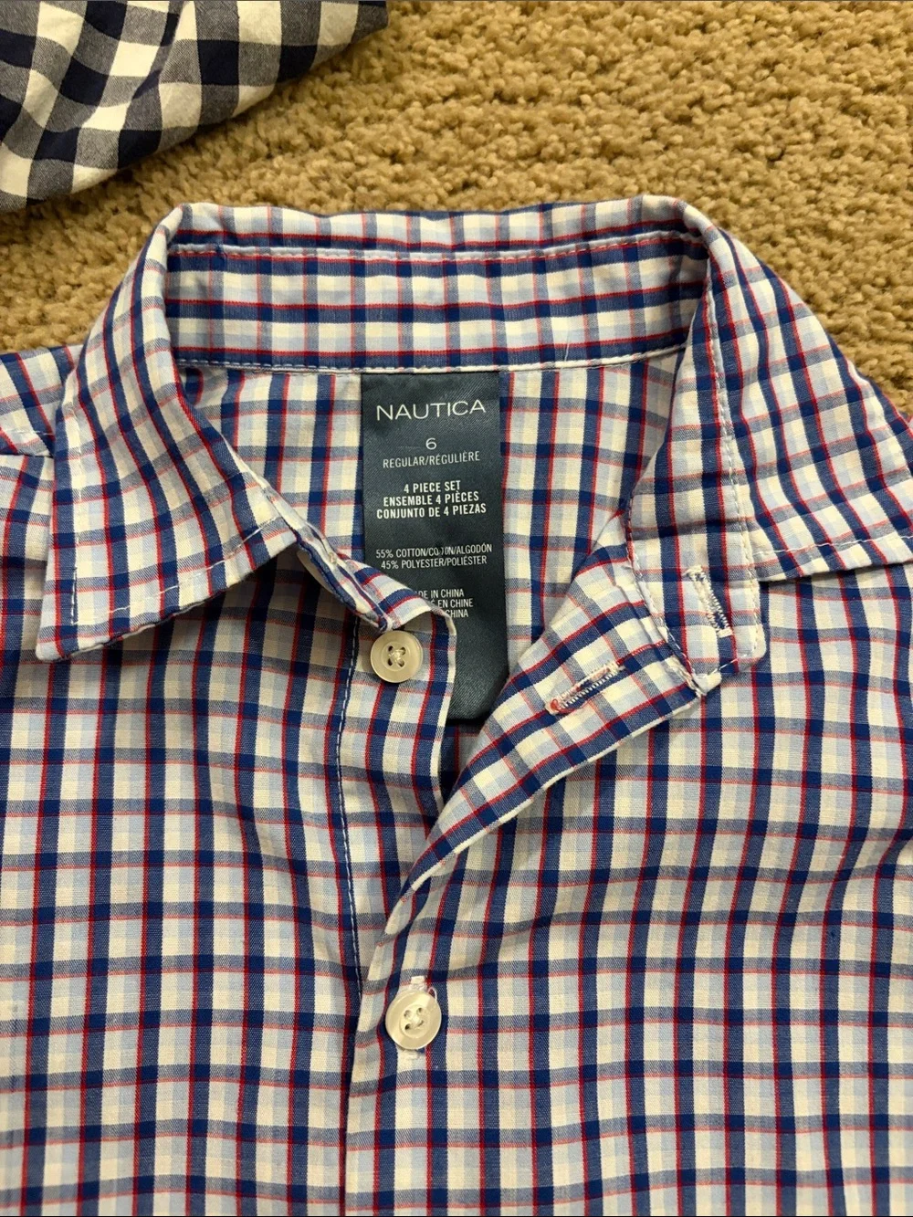 Plaid Long Sleeve Button Down Shirts Boys Size 6 Nautica Children’s Place Blue